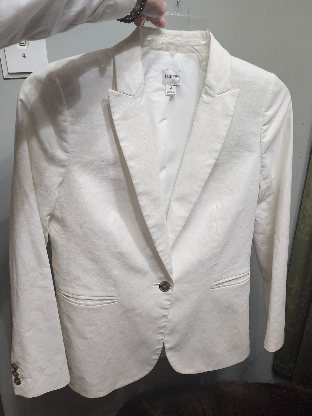 J. Crew Women's Classic White Linen Blend Sz 4 Lined Blazer